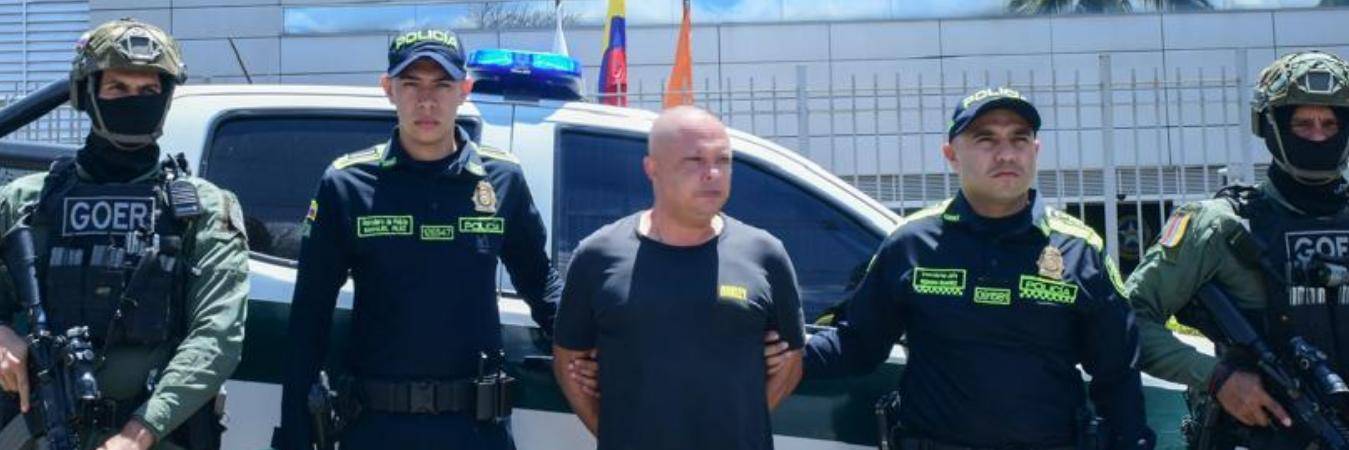 Captura de Hermes Julián García Pérez, alias Hermes, señalado de enviar toneladas de cocaína a Europa. FOTO: POLICÍA METROPOLITANA DEL VALLE DE ABURRÁ 