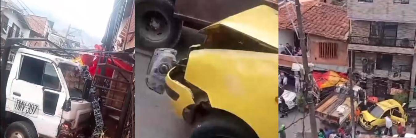 Accidente con grúa tipo planchón en Santo Domingo. FOTO: CAPTURA DE VIDEO PRENSA PAISA