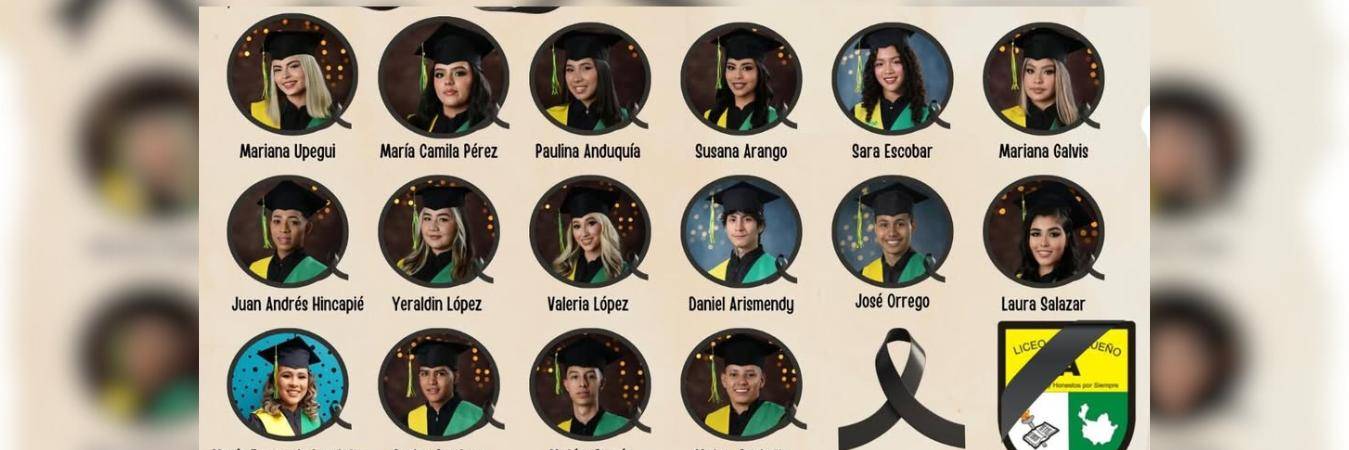 Jóvenes que fallecieron en accidente cuando regresaban de una excursión en Coveñas. FOTO: @SOMOSLICEOANTIOQUENO