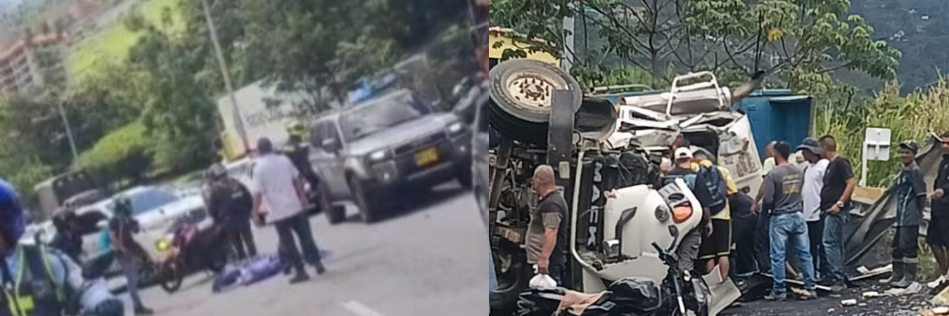 Fueron dos hechos aislados los que ocurrieron en esta vía. /FOTOS: CORTESÍA CHISME FRESCO MEDELLÍN Y DENUNCIAS ANTIOQUIA. 