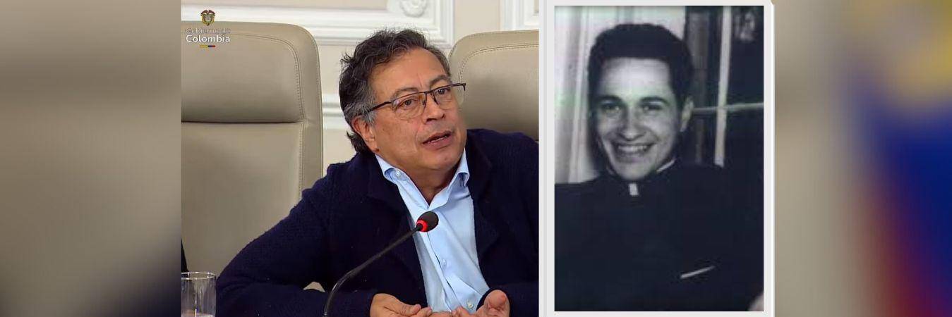 El presidente Gustavo Petro. En la foto de detalle Camilo Torres. FOTO: COLPRENSA Y CORTESÍA. 