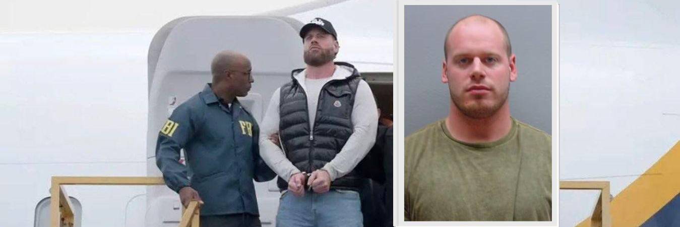 Ryan James Wedding custodiado por agentes del FBI. FOTO: FBI