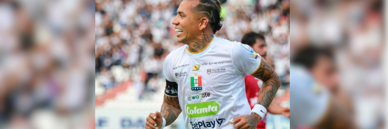 Dayro Moreno celebrando el gol que le marcó a Deportivo Pasto. /FOTO: INSTAGRAM @oncecaldasoficial