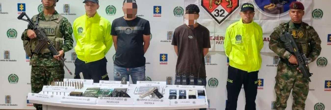 Fueron capturados en Sopetrán y Giraldo. /FOTO: EJÉRCITO NACIONAL.