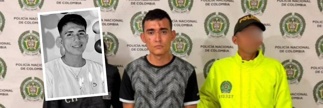 Diego Esteban Raigoza Osorio (centro) fue capturado por orden judicial por el crimen de Gabriel Enrique Arenas Erazo (detalle). FOTOS: FISCALÍA Y CORTESÍA