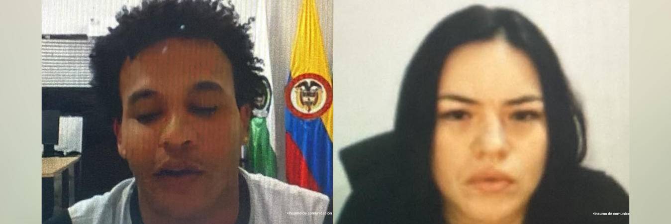 Iván Ramiro Cuello Bedoya y Angie Liseth Duque Henao, alias la Gata, señalados de asesinar a un joven por robarle en un bus. FOTOS: FISCALÍA 