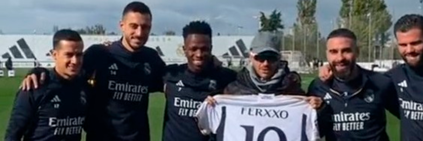 El artista paisa compartió con varios integrantes del Real Madrid. / FOTO: Tomada de Twitter. 