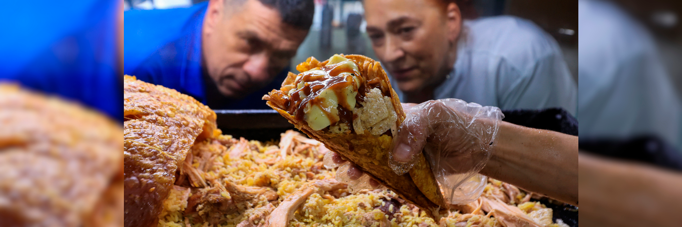 En Envigado hay un restaurante que sirve lechona en conos. /FOTO: JAIME PÉREZ