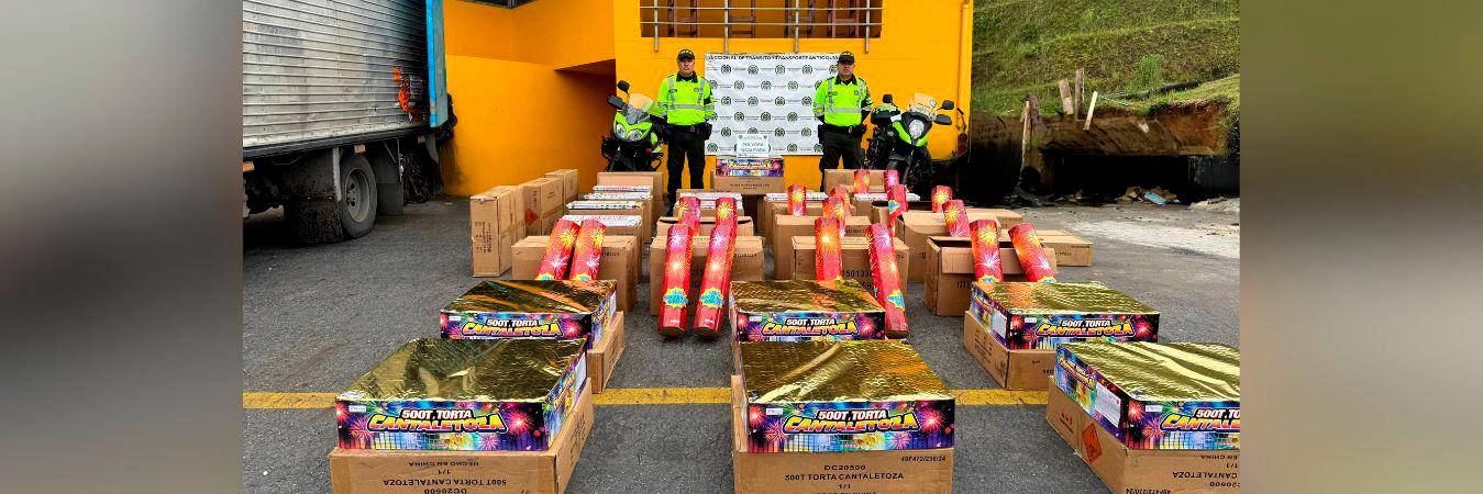 La incautación se hizo en la vía Medellín - Bogotá. / FOTO: POLICÍA NACIONAL