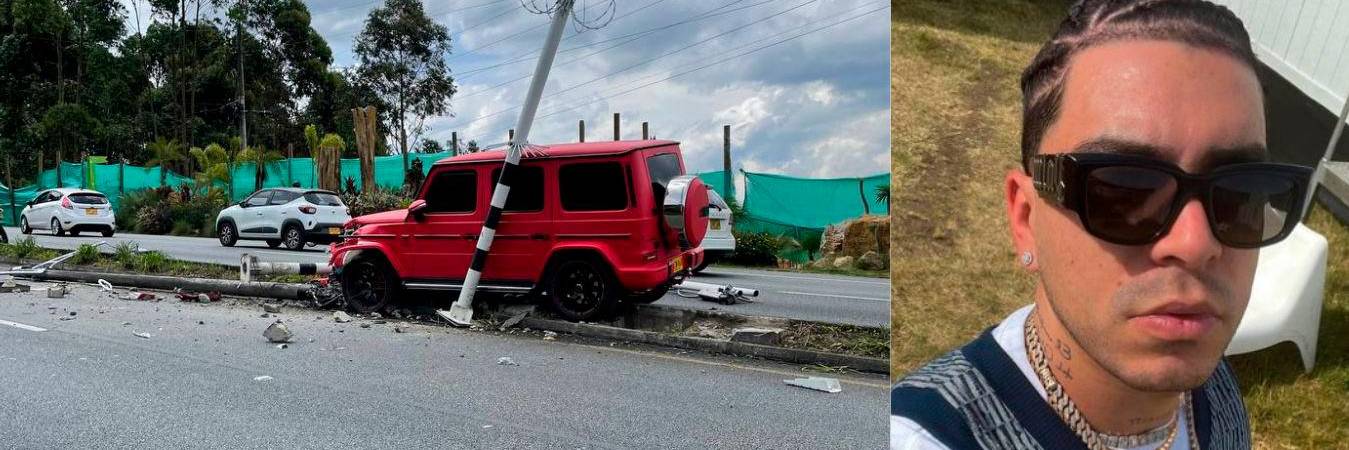 Ryan Castro se vio involucrado en accidente en Las Palmas. /FOTOS: DENUNCIAS ANTIOQUIA E INSTAGRAM @ryancastrro
