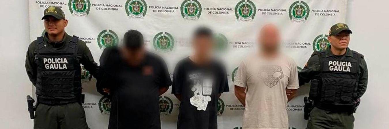 Los sospechosos deberán responder por el delito de secuestro extorsivo. /FOTO: POLICÍA NACIONAL.