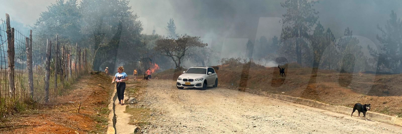 Vecinos del sector tuvieron que abandonar sus viviendas, pues las llamas ya llegaban a la vía. / FOTO: SINDY VALLE.