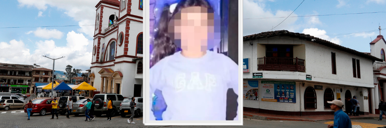 Parque principal de La Unión y la menor que falleció. /FOTO: MANUEL SALDARRIAGA Y CORTESÍA