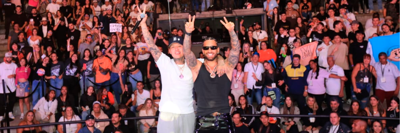 El lanzamiento fue con entrada gratuita, pero con boleta para los más fans de estos dos reguetoneros. /FOTO: ESNEYDER GUTIÉRREZ