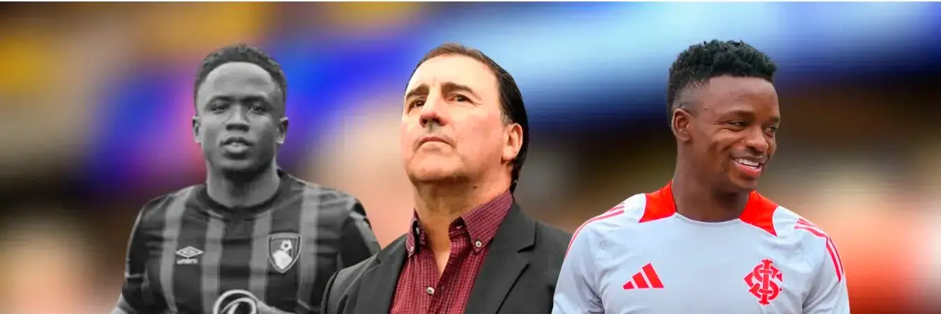 Luis Sinisterra (izq), Néstor Lorenzo y Johan Carbonero. / FOTOS: BOURNEMOUTH, COLPRENSA Y INTER DE PORTO ALEGRE