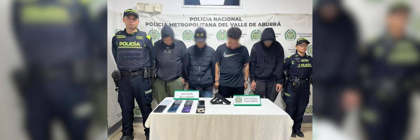 Capturados responsables de hurto a celulares en Laureles. FOTO: POLICÍA METROPOLITANA VALLE DE ABURRÁ
