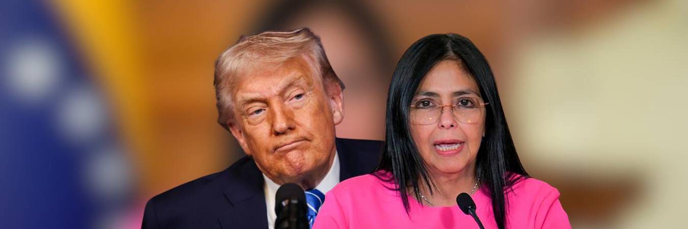 Donald Trump (izq) y Delcy Rodríguez (der). FOTOS: REDES SOCIALES Y GETTY