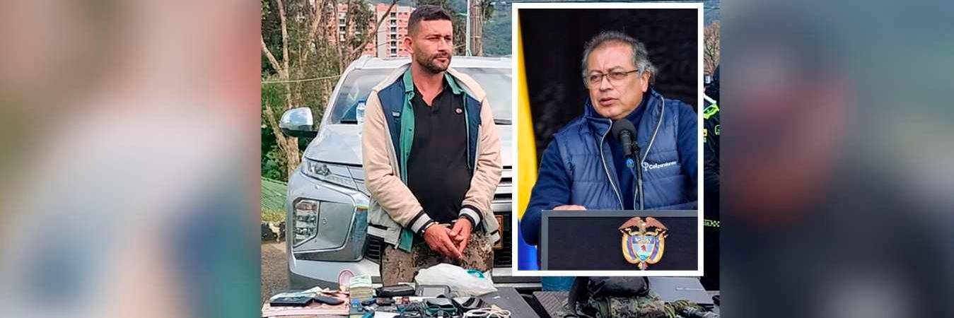 Alias Firu (izquierda) tenía una orden de captura vigente cuando Gustavo Petro (derecha) lo nombró gestor de paz. / FOTO: COLPRENSA