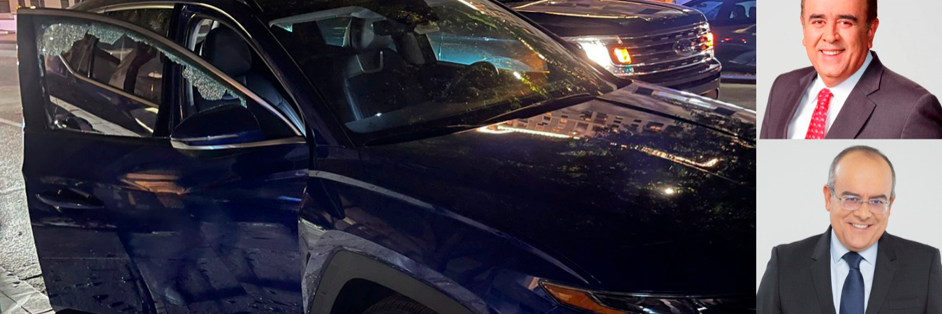 Así quedó el vehículo de los comunicadores. /FOTO: CUENTA DE X DE JAVIER HERNÁNDEZ. 