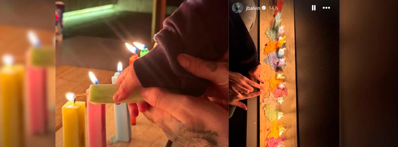 J Balvin y su familia encendiendo las velitas. /FOTOS: TOMADAS DE INSTAGRAM @