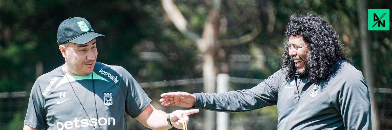 Efraín Juárez (izq), nuevo director técnico de Atlético Nacional, junto a René Higuita. / FOTO: NACIONAL.