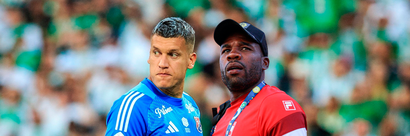 Washington Aguerre (izq) y Andrés Mosquera Marmolejo (der). / FOTO: CAMILO SUÁREZ Y SANTA FE.