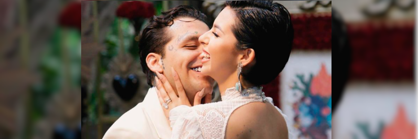 Christian Nodal y Ángela Aguilar celebrando su boda. /FOTO: INSTAGRAM @nodal