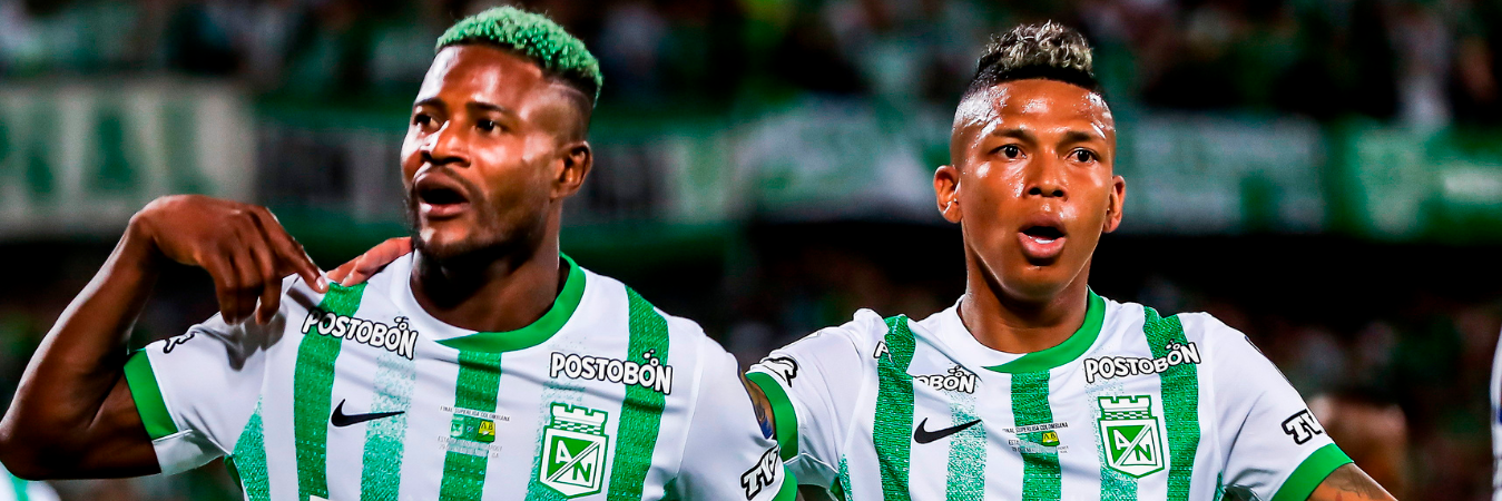Dairon Asprilla marcó (izquierda) el gol del empate de Nacional ante Bucaramanga en la final de ida de la Superliga. /FOTOS: ATLÉTICO NACIONAL