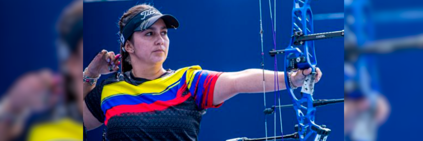 Sara López en acción en la Copa del Mundo de tiro con arco. /FOTO: INSTAGRAM @saralopez150