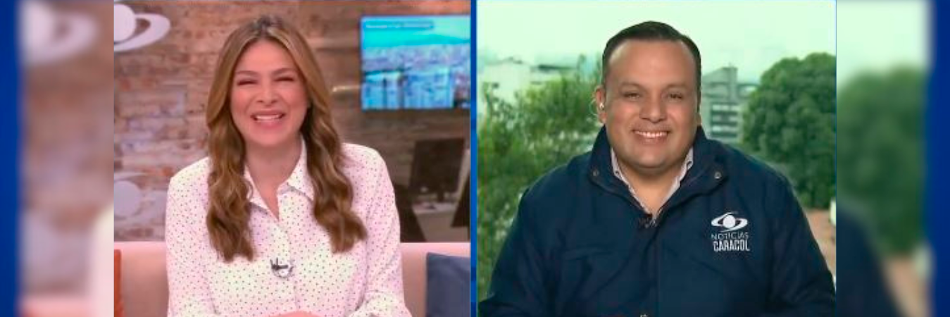 Los periodistas Ana Milena Gutiérrez y Edward Porras, de Noticias Caracol. /FOTOS: CAPTURA DE VIDEO