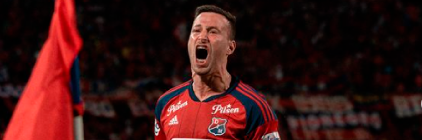 Luciano Pons celebrando un gol con el DIM. / FOTO: INSTAGRAM @dimoficialcom