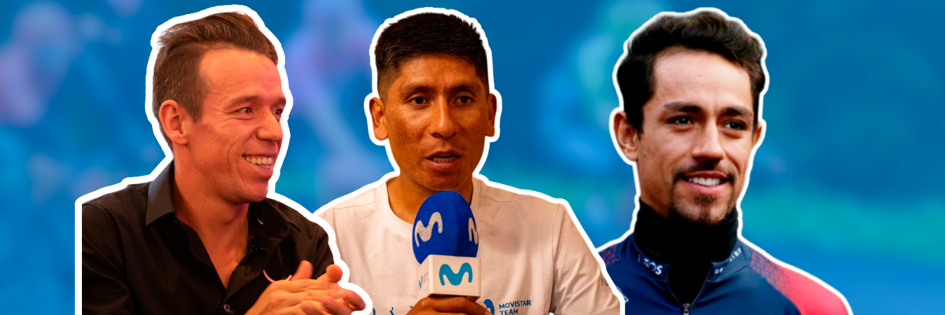 Rigoberto Urán (izquierda), Nairo Quintana (centro) y Daniel Martínez (derecha), tres de los representantes de Colombia en la Vuelta a España. / FOTO: ARCHIVO E INSTAGRAM