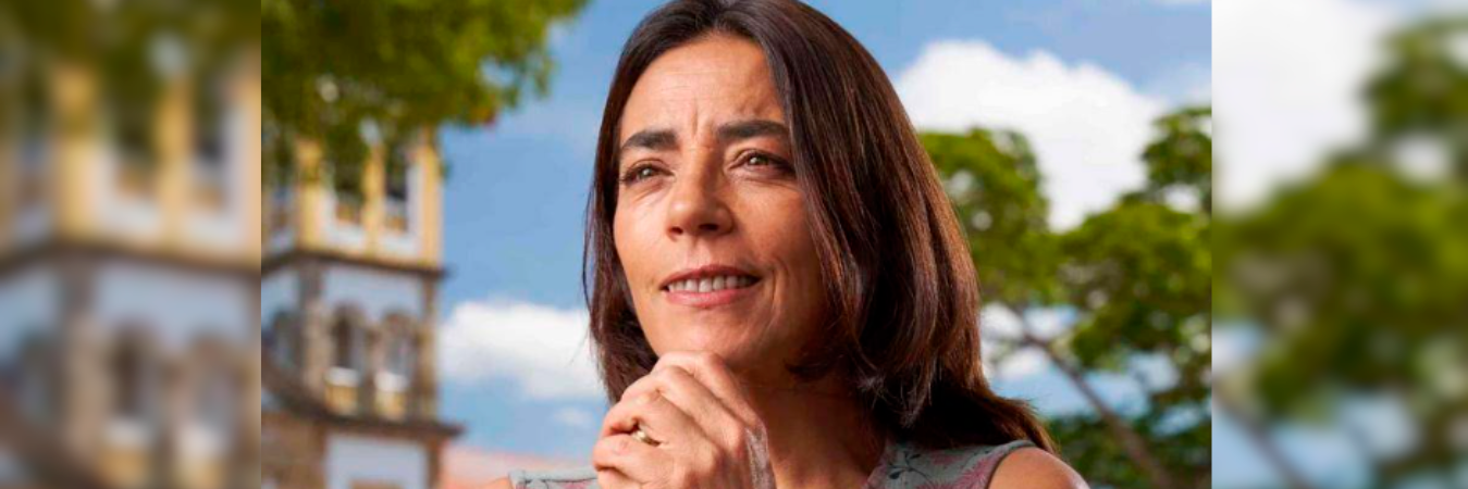 Sandra Reyes en uno de sus últimos personajes: doña Aracelly en ‘Rigo’. /FOTO: RCN 