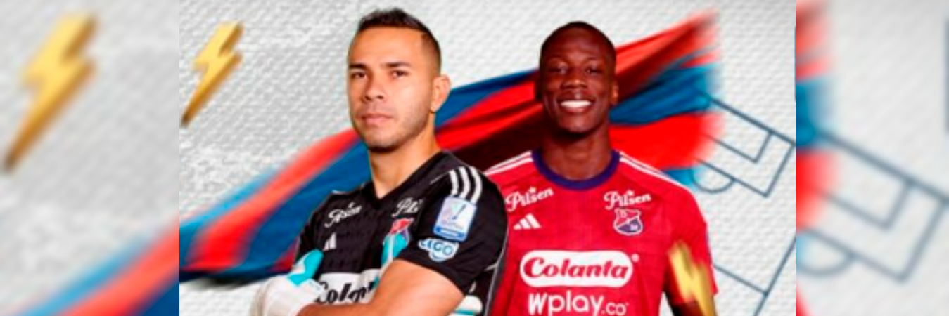 Éder Chaux (izq.) y Baldomero Perlaza (der.), arquero y centrocampista de Independiente Medellín. /FOTO: DIM 