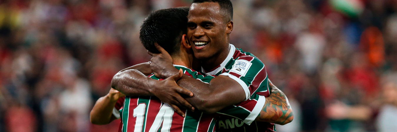 Jhon Arias celebrando la clasificación al Mundial de Clubes con Germán Cano. /FOTO: X @FluminenseFC