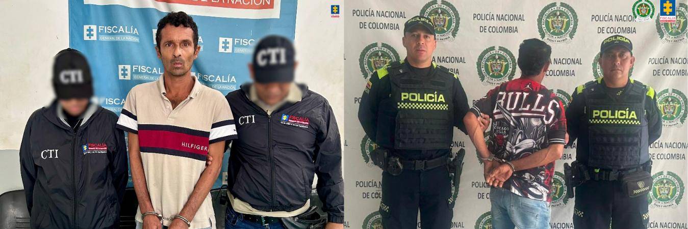 Haibib Leonardo Mosquera Navarro (izquierda) y Jhon Jair Parrado López, tras ser capturados. FOTOS: CORTESÍA