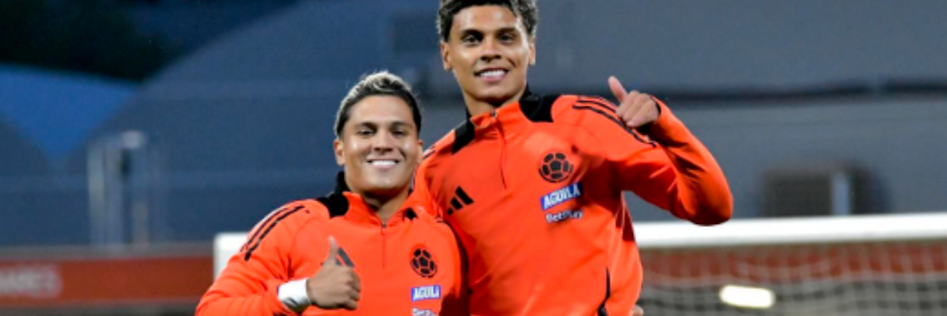 Juan Fernando Quintero (izq.) y Richard Ríos (der.) en un entrenamiento de la Selección Colombia. /FOTO: INSTAGRAM @fcfseleccioncol