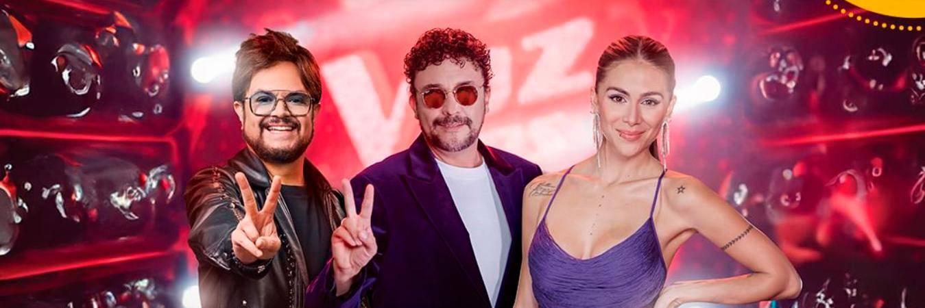 Aleks Sintek, Andrés Cepeda y Greeicy Rendón. /FOTO: INSTAGRAM @lavozkidscolombia