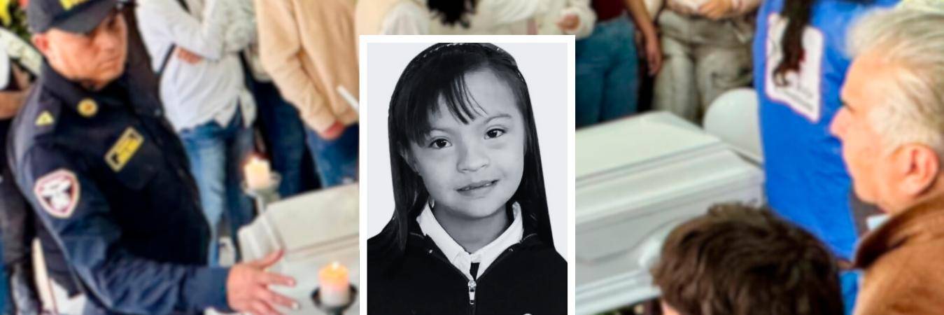 Velorio de la niña de 10 años, Valeria Afanador. /FOTOS: X @OPANOTICIAS (FONDO) Y TOMADA DE REDES (VÍCTIMA)