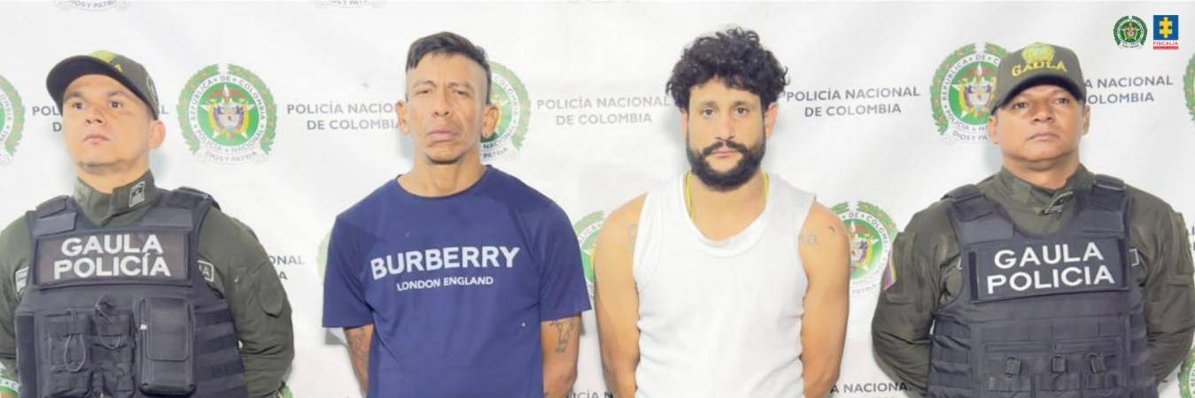 Alias Costeño (Izq) y el Mueco (Der), presuntos responsables de extorsionar trabajadoras sexuales en el Centro de Medellín. /FOTO: CORTESÍA FISCALÍA