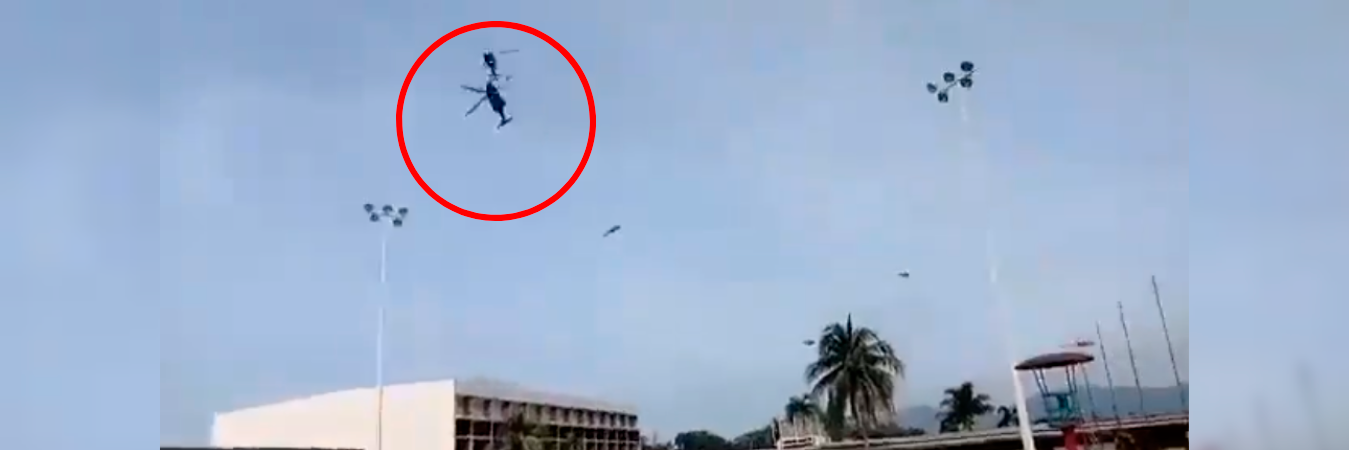 Momento en el que los helicópteros colisionaron. /FOTO: TOMADA DE VIDEO 