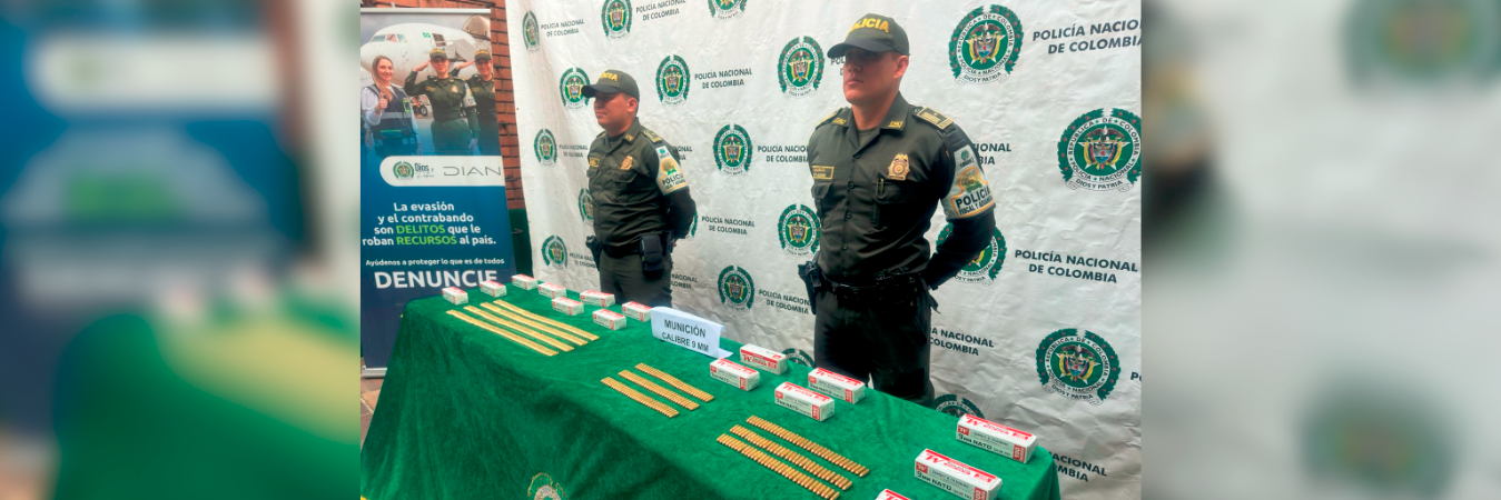 La policía incautó balas 9 milímetros. / FOTO: POLICÍA NACIONAL