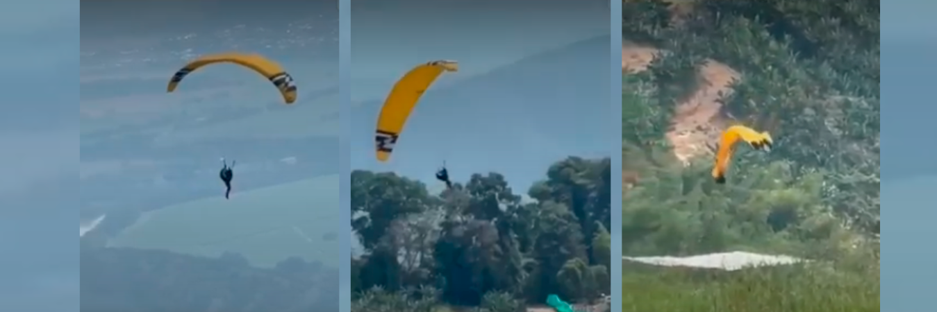 Momento en el que la mujer cae del parapente. /FOTOS: TOMADAS DE VIDEO