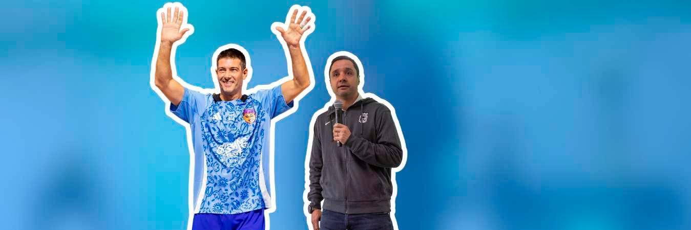 Gastón Pezzuti (izquierda) confía en el nivel del club presidido por Sebastián Arango (derecha). / FOTOS: ESNEYDER GUTIÉRREZ Y JAIME PÉREZ