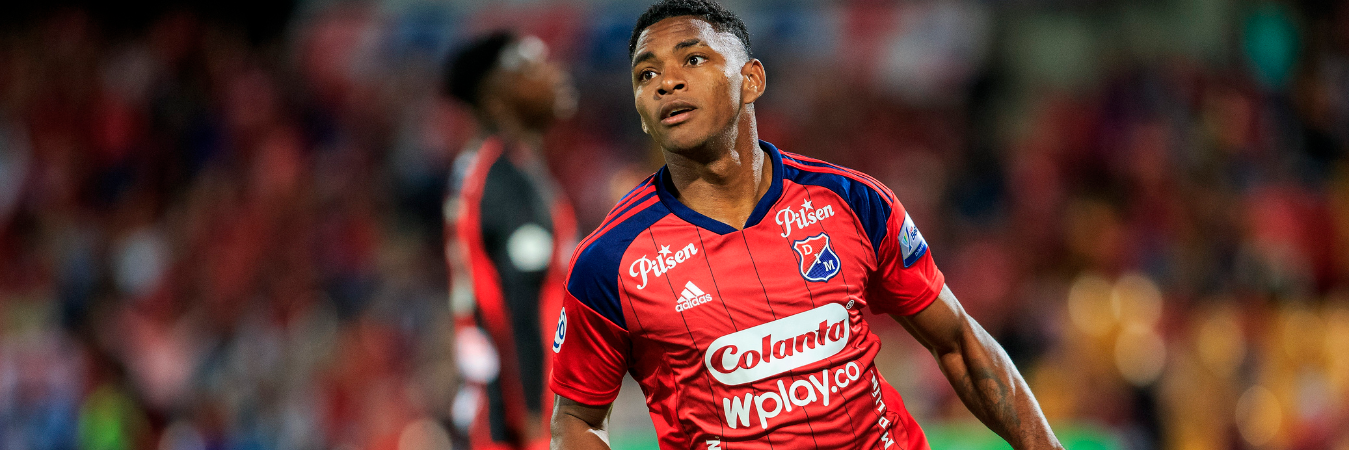 Brayan León celebrando un gol con Independiente Medellín en 2023. /FOTO: ANDRÉS CAMILO SUÁREZ