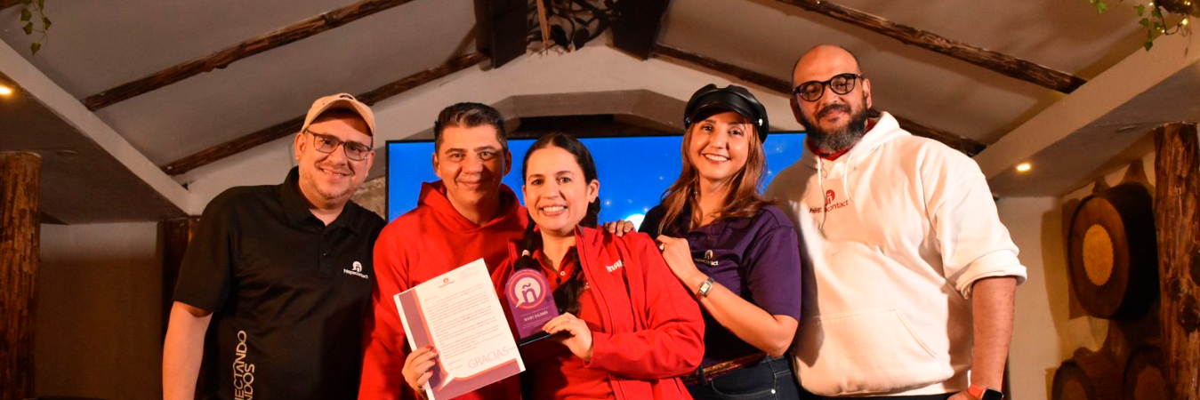 De izquierda a derecha: Alessandro Messalira, Fernando Arveláez, Carla Velasco y Ernesto Morales, fundadores de Hispacontact. / FOTO: CORTESÍA.