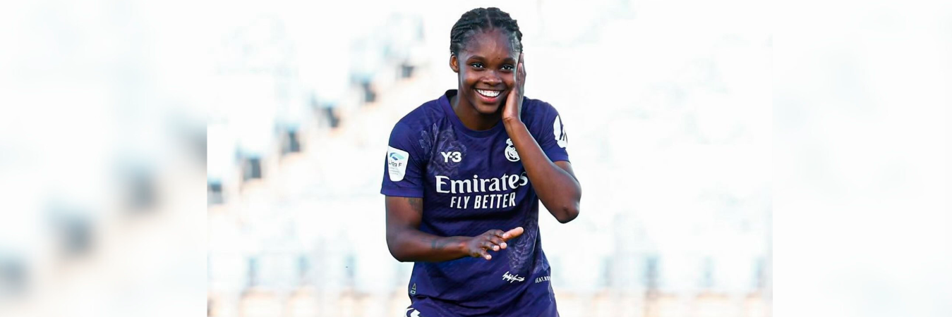 Linda Caicedo celebrando el gol con el Real Madrid. /FOTO: X @madridfeminfo