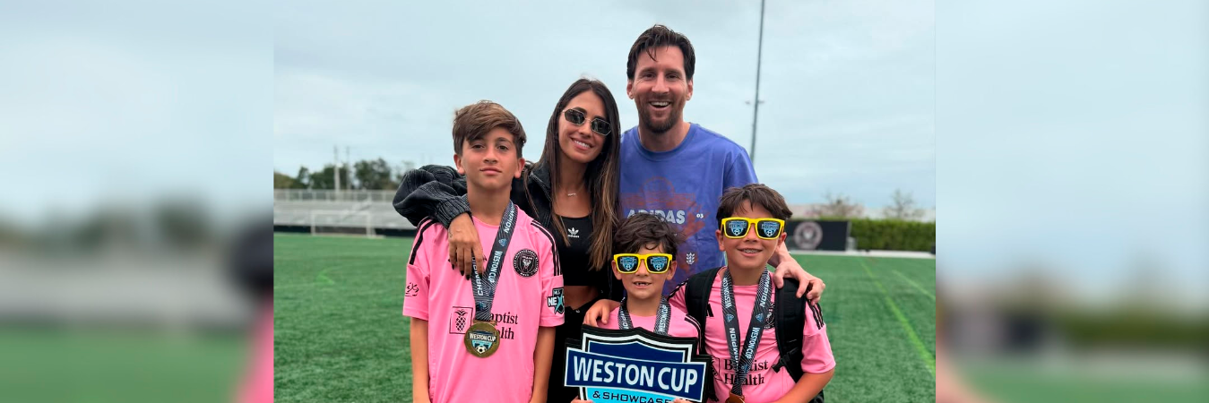 Lionel Messi junto a su esposa Antonela Roccuzzo y sus hijos. /FOTO: INSTAGRAM @antonelaroccuzzo