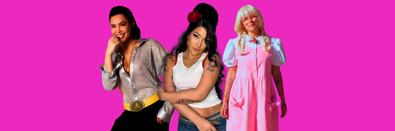Ana del Castillo, Fariana y Karol G, tres de las cantantes colombianas que se disfrazaron. /FOTOS: INSTAGRAM