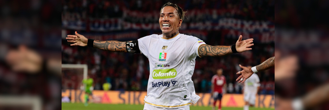 Dayro Moreno marcó su gol 225 y se convirtió en el goleador del fútbol colombiano. /FOTO: CARLOS VELÁSQUEZ 